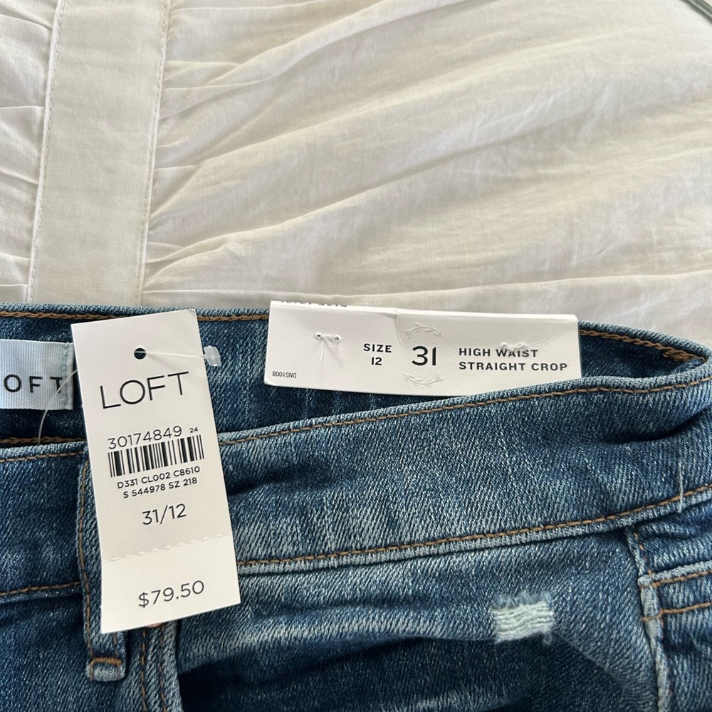 LOFT High Waist Straight Crop Jeans - Picture 3 of 8